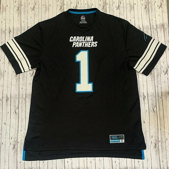 Carolina Panthers Tee T Shirt Cam Newton #1 Men's Size XL Black NFL Football - Picture 1 of 8